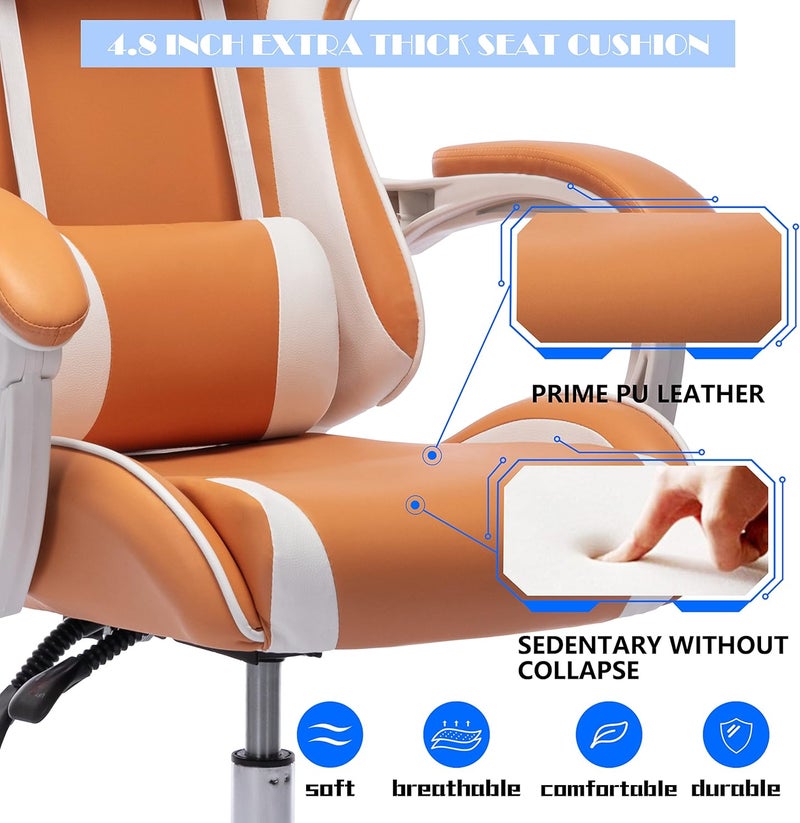 ALEAVIC Gaming Chair for Adults, High Back Ergonomic Computer Gaming Chair with Headrest and Lumbar Support, Orange - Image 5